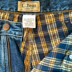Men’s L L Bean Lined Jeans 34x29 NWT